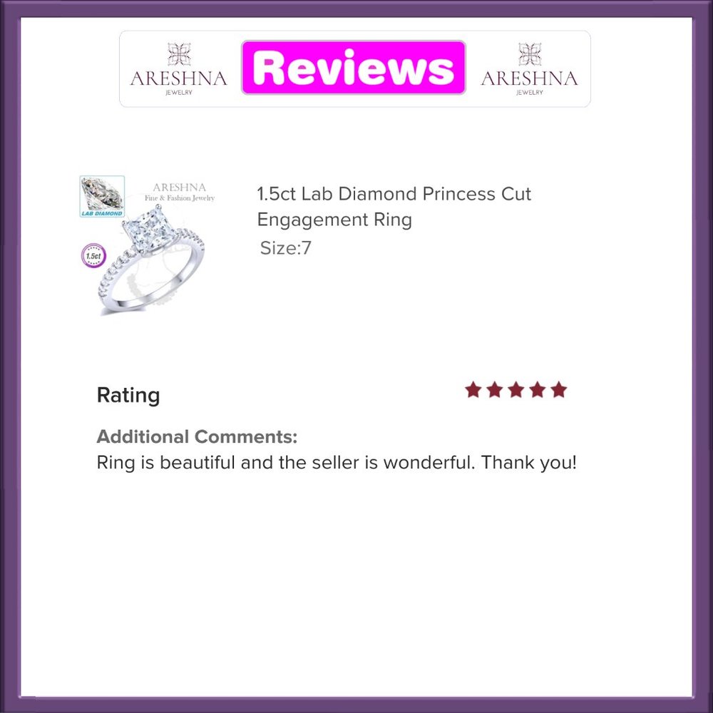 1.5ct Lab Diamond Princess Cut Engagement Ring - Picture 7 of 14